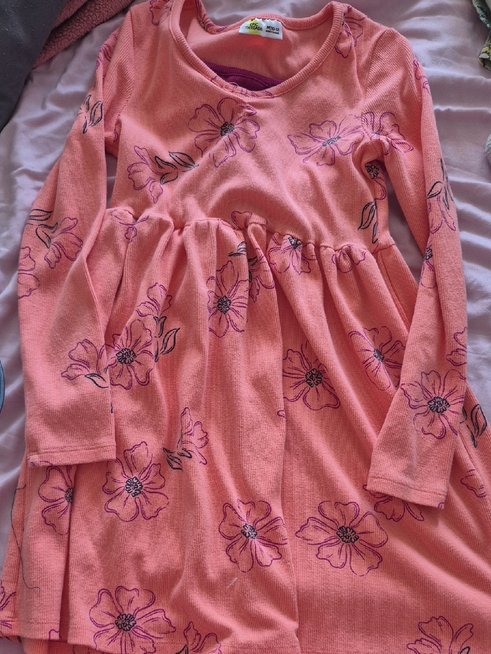 Epic Threads Pink Floral Long-Sleeve Knit Dress